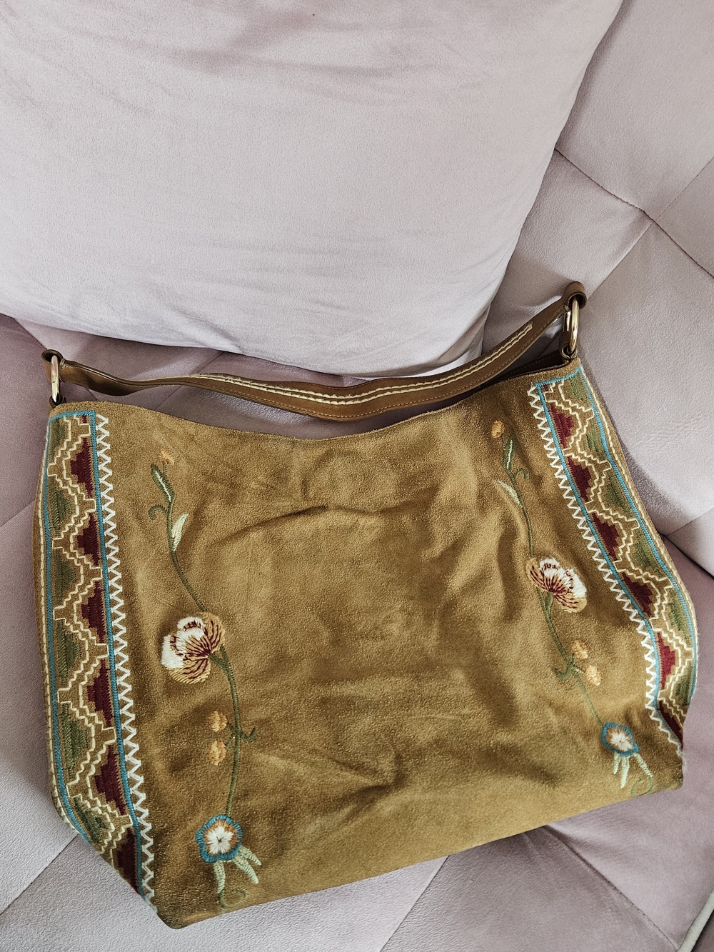 Johnny Was Tan Embroidered Floral Shoulder Bag - Picture 5 of 8